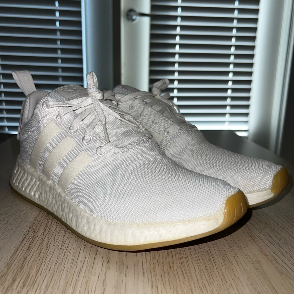 Men’s Adidas White NMD_R2  11.5 with Tan Sole
